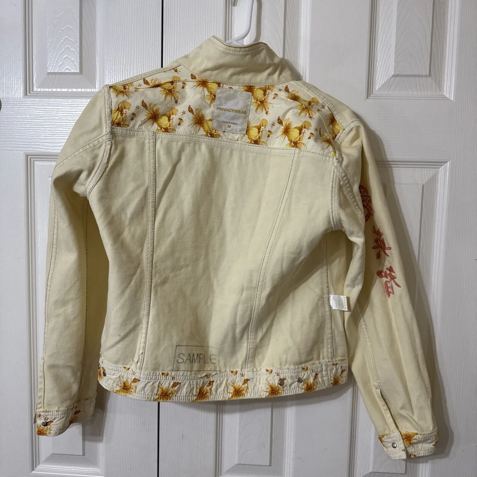 VTG Privacy Wear‎ women's M Cream Embroidered Denim jacket W Orange Brown Accent Yellow Size M - Image 10