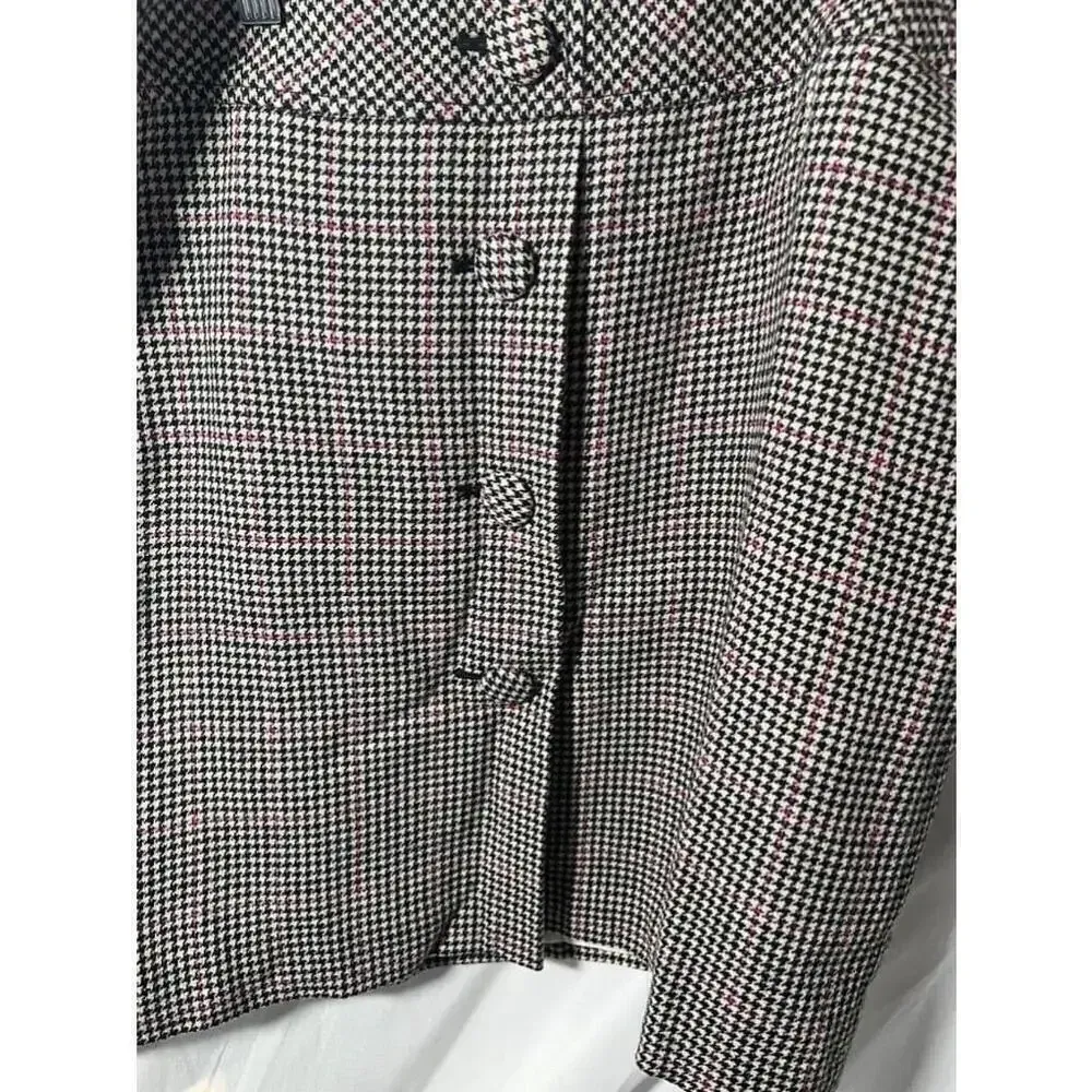 Women's Ann‎ Taylor Houndstooth Skirt Size 10 Black Pink - Image 3