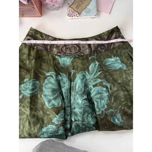 Piazza Sempione Women Silk Skirt‎ - Dark Green | Teal Floral, Boho, IT 40 / US 4 - Image 9
