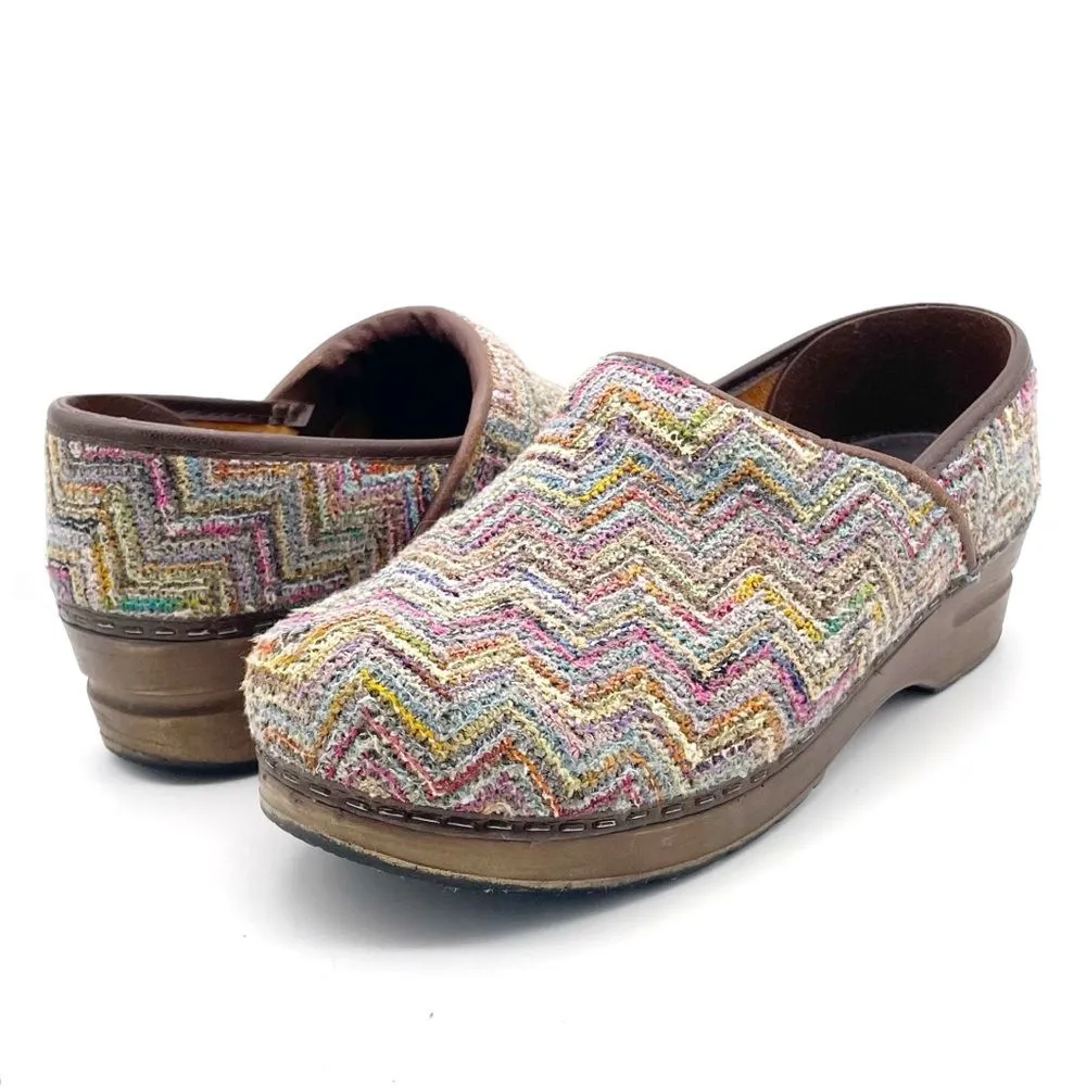 Sanita Professional Valborg Closed Back Clog Purple Rainbow Textile Knit Size 38 Tan - Image 16