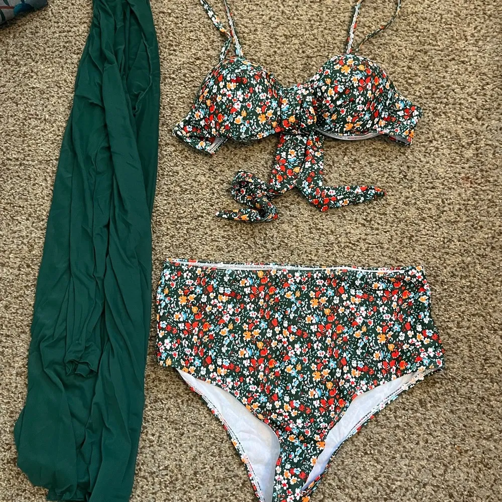 High waisted swim suit bikini w matching kimono - Image 5