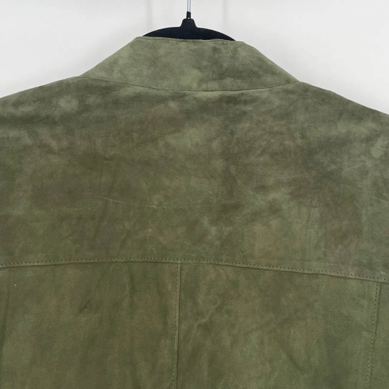 ECCOCI Women's Olive Green Suede Stand Collar Vintage‎ Outerwear Jacket Size 8 - Image 4
