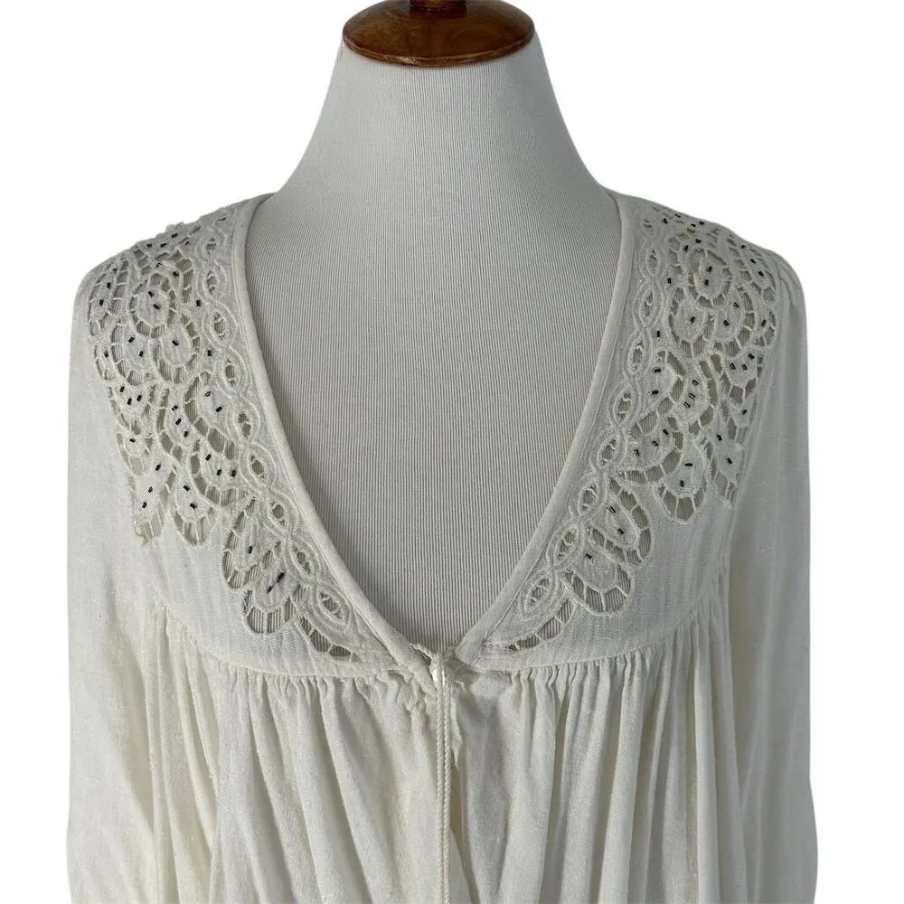 Free People Doin It Right Boho Blouse Ivory, size M - Image 10