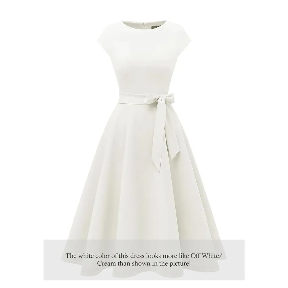 NEW White Modest Holiday Party Prom Dress M NO BELT White Size L - Image 5