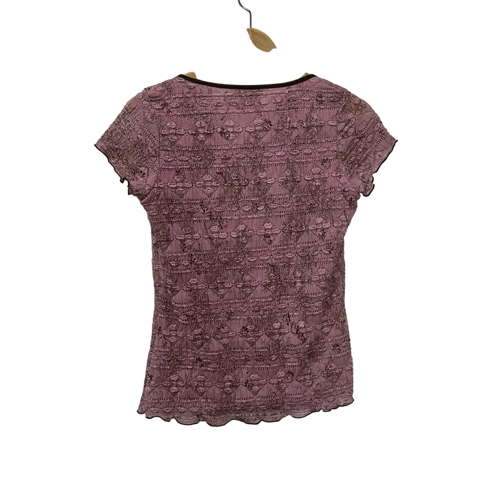 Dressbarn Pink & Brown Y2K Boho Peasant Romantic Top Size M - Image 3