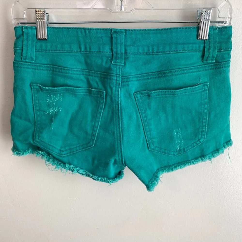 Forever 21 Teal Cutoff Denim Shorts - Image 2