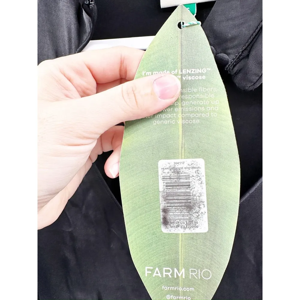 Farm Rio Black Heart Neckline Smocked Long Sleeve Mini Dress Size S - Image 3