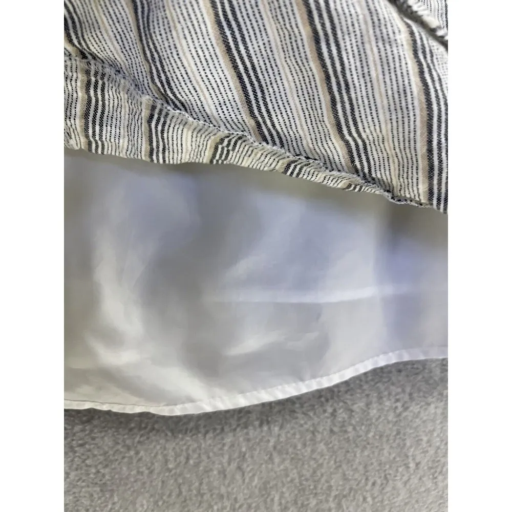 LOFT Ann Taylor Women's Blouse Sleeveless Size 14 Linen Blend Striped Blue White - Image 6