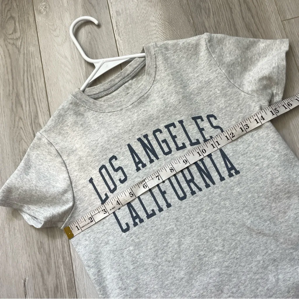 Brandy Melville Tshirt los angeles california thick cotton womens Gray one size - Image 2