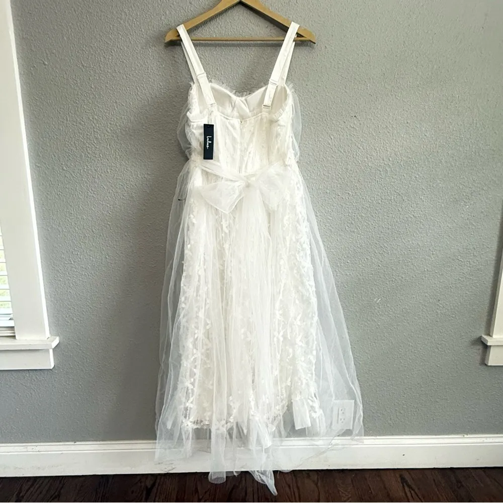Lulus Ethereal‎ Impression White Tulle Ruffled Bustier Dress Size Large NWT - Image 7
