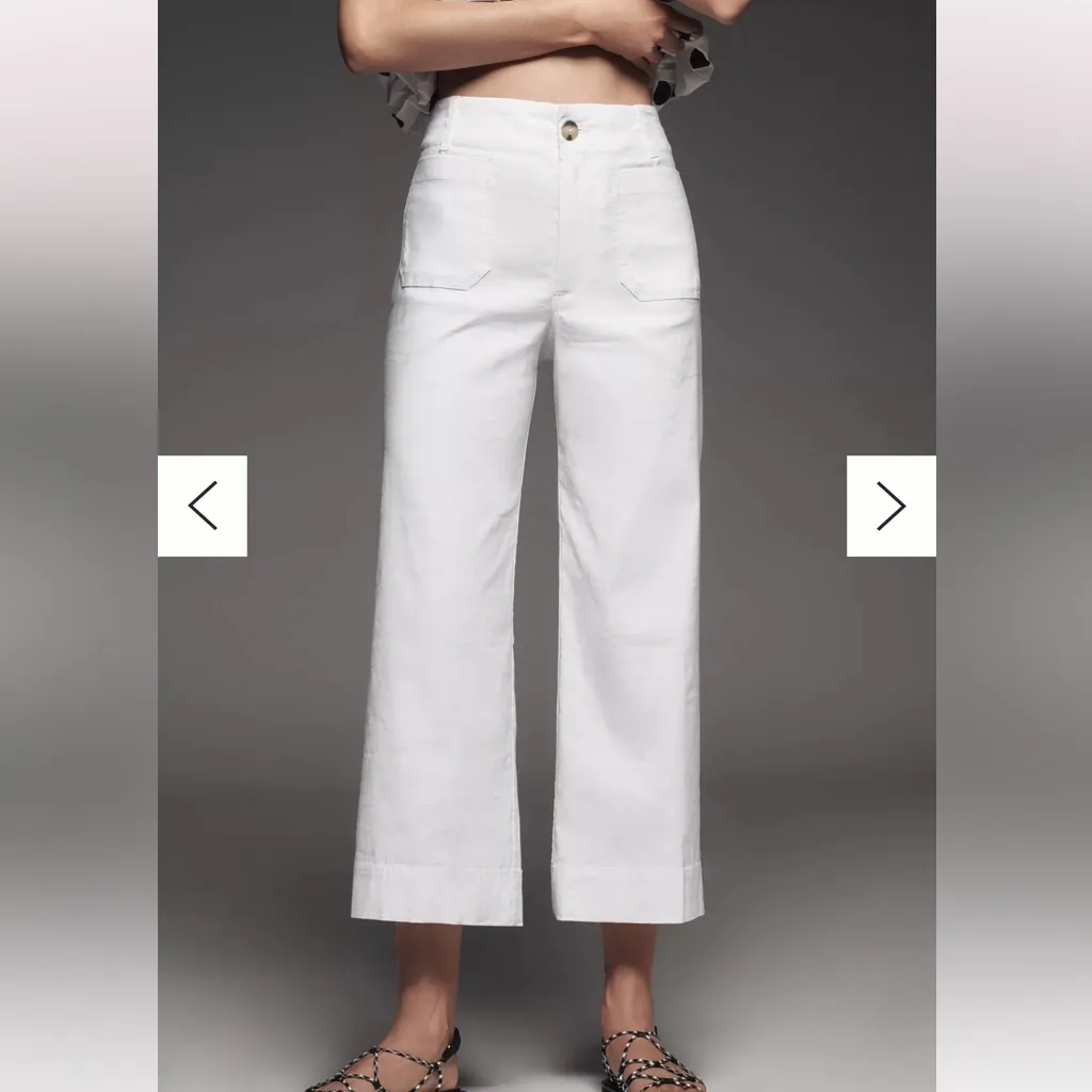 Anthropologie Maeve Colette Magic Fabric Crop Wide Leg Pants in White - Image 2