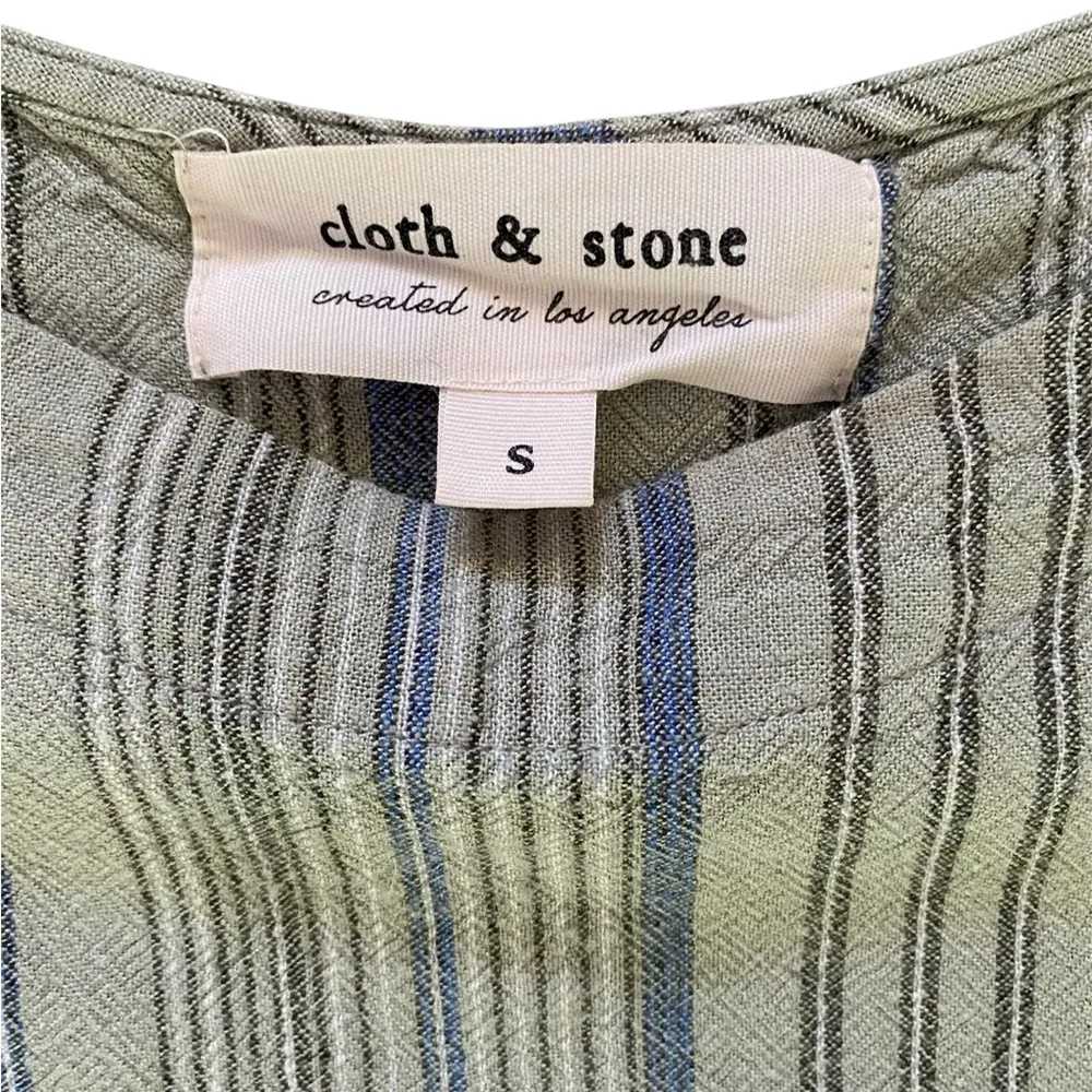 Cloth & Stone Linen Blend Striped T-Shirt Dress Size Small Lagenlook Minimal - Image 5