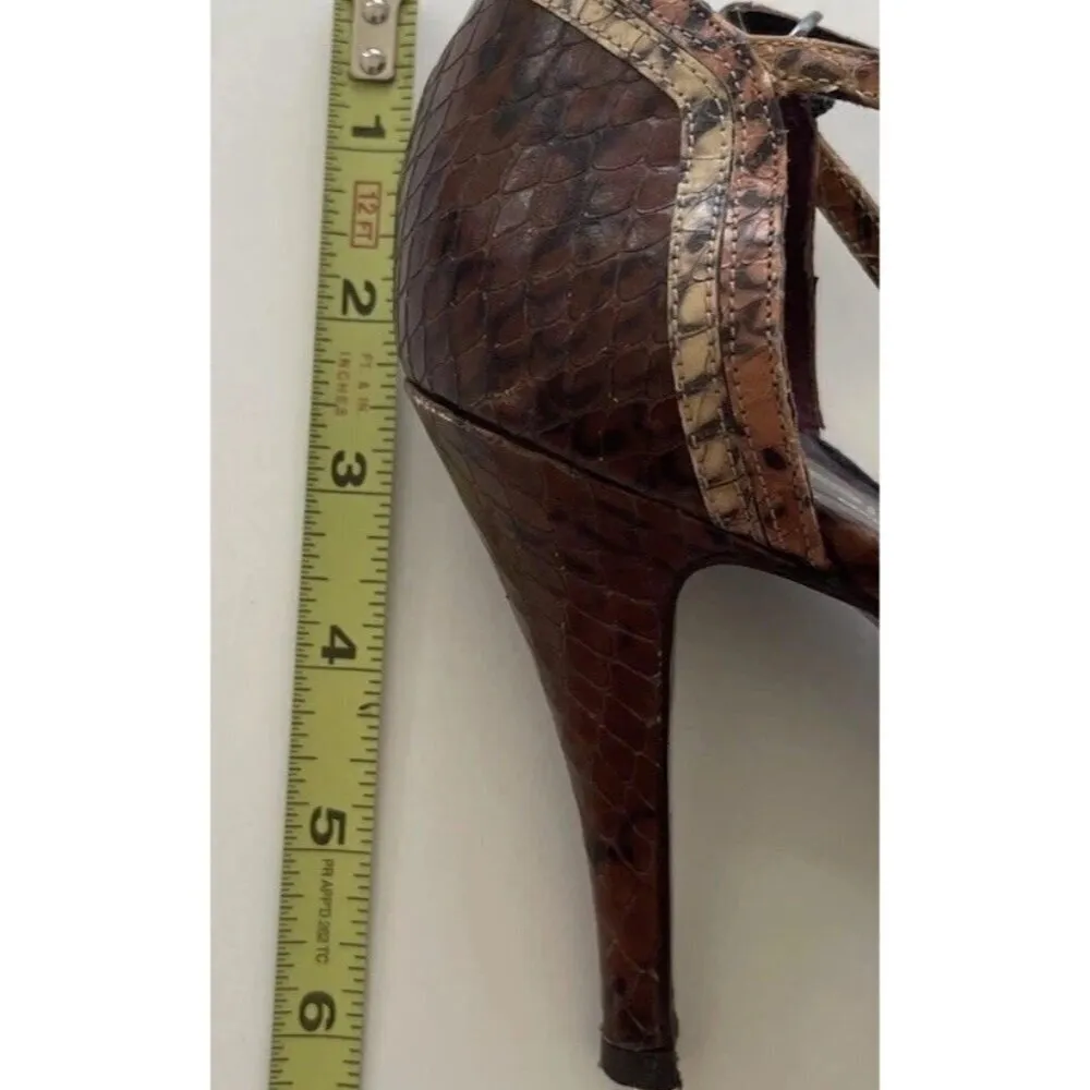 Vintage Via Spiga Snake Skin Leather Brown Multicolor Women’s Sz 8 Italy RARE - Image 12