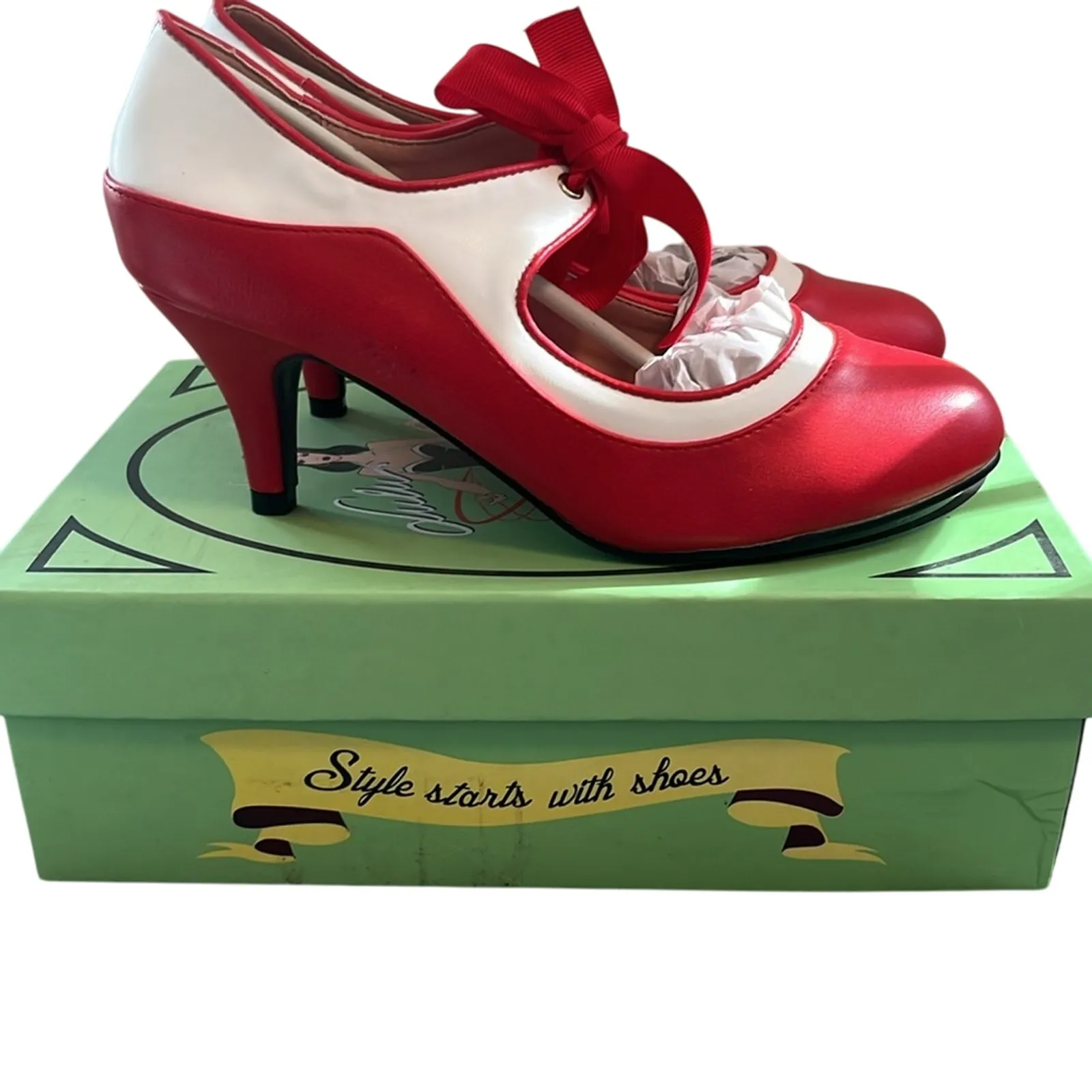 Lulu Hun London Jeanie High Heel Red and White Size 7 eu 38 UK 5 - Image 7