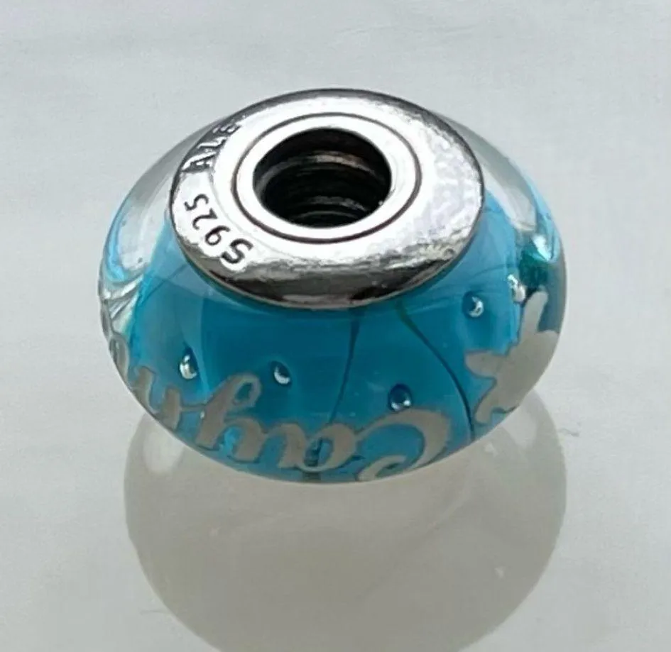 Authentic Pandora Cayman Island Exclusive brilliant blue Murano glass charm. - Image 6