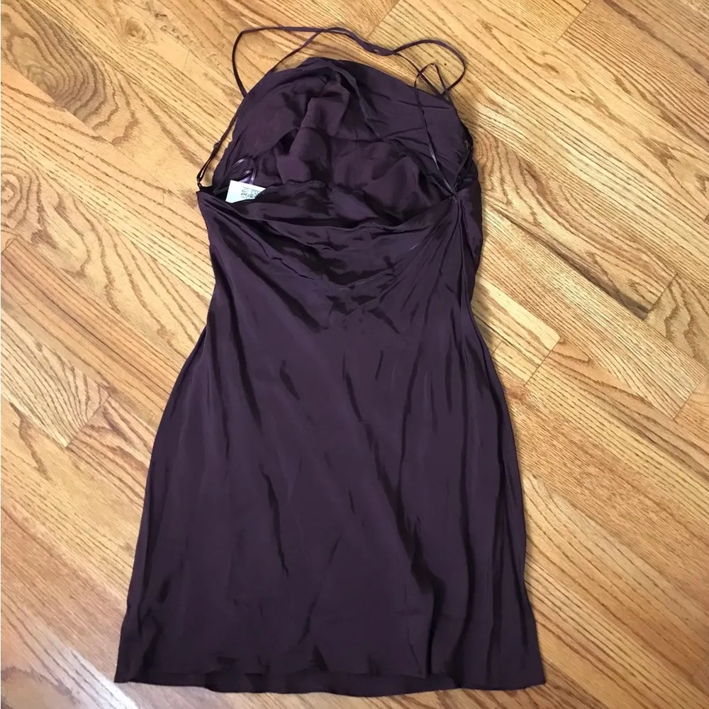 H&M Brown Satin Mini Dress NWT - Image 5