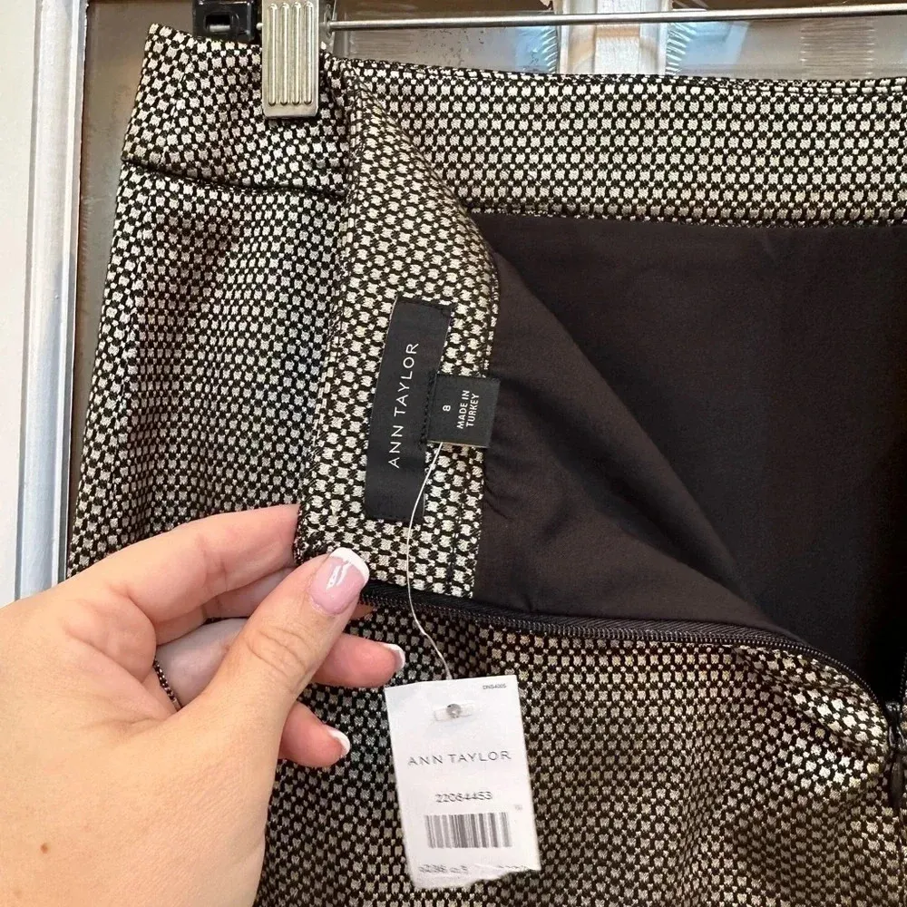 Ann Taylor | Metallic Bronze Black Tweed Formal Pencil Skirt Size 8 Medium NWT - Image 4