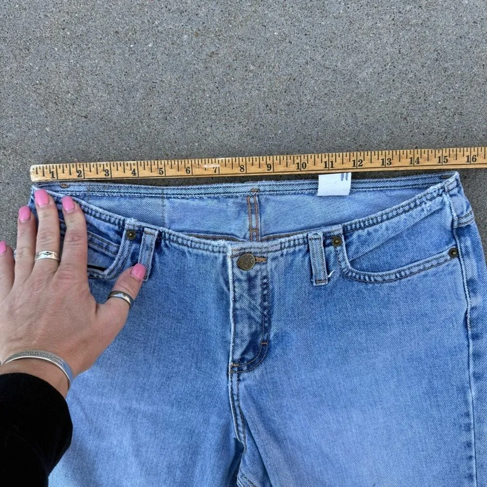 Vintage Y2K Mudd Low Rise No Waistband Flare Leg Light Blue Jeans Size 11 - Image 7