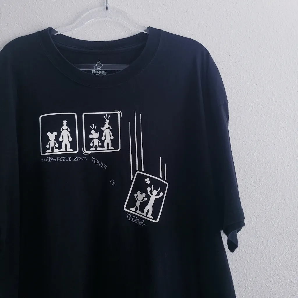 Disneyland Tower Of Terror Mickey Goofy Printed Short Sleeve Tee Shirt - Image 2