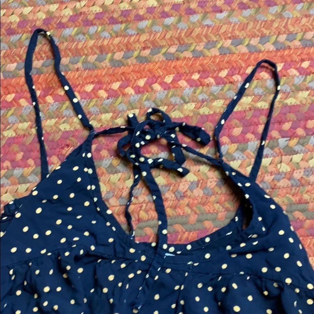 CATCH ME NAVY POLKA DOT CAMI TIERED SUNDRESS Tan Size M - Image 4