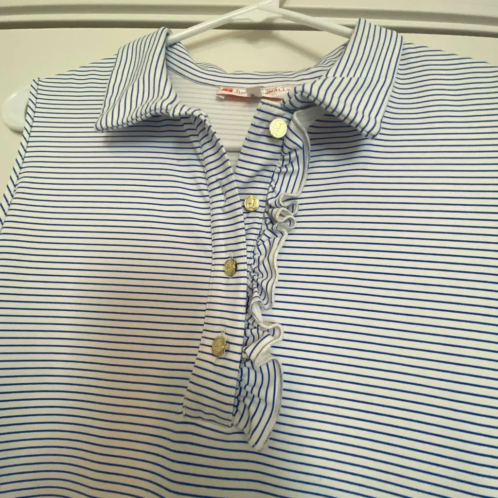 Jude Connally Blue & White Stripe Sleeveless Polo Dress | XL - Image 2
