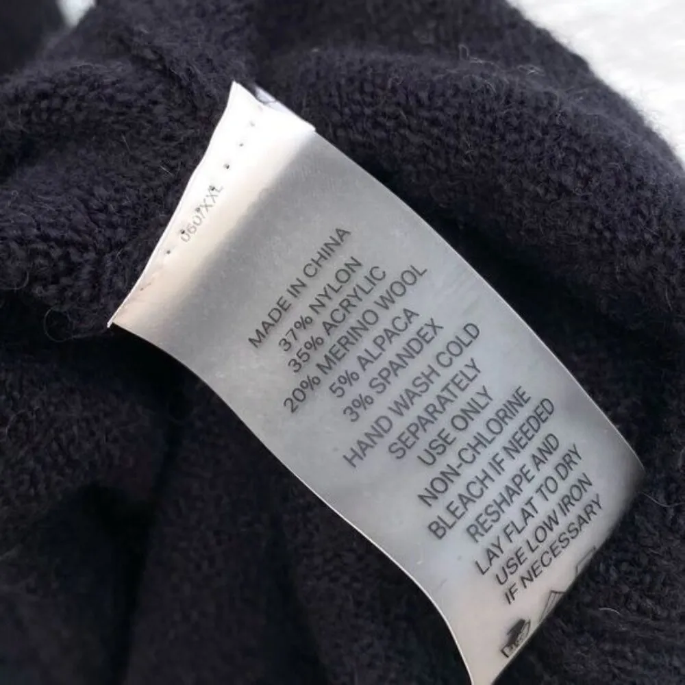 Nordstrom Court & Rowe Merino Wool Belle Noel Varsity Cardigan Sweater Black Size 2X - Image 7