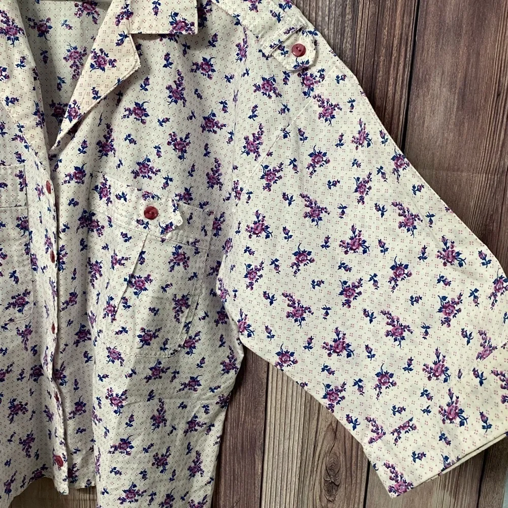 Vintage floral cropped button down Size L - Image 12