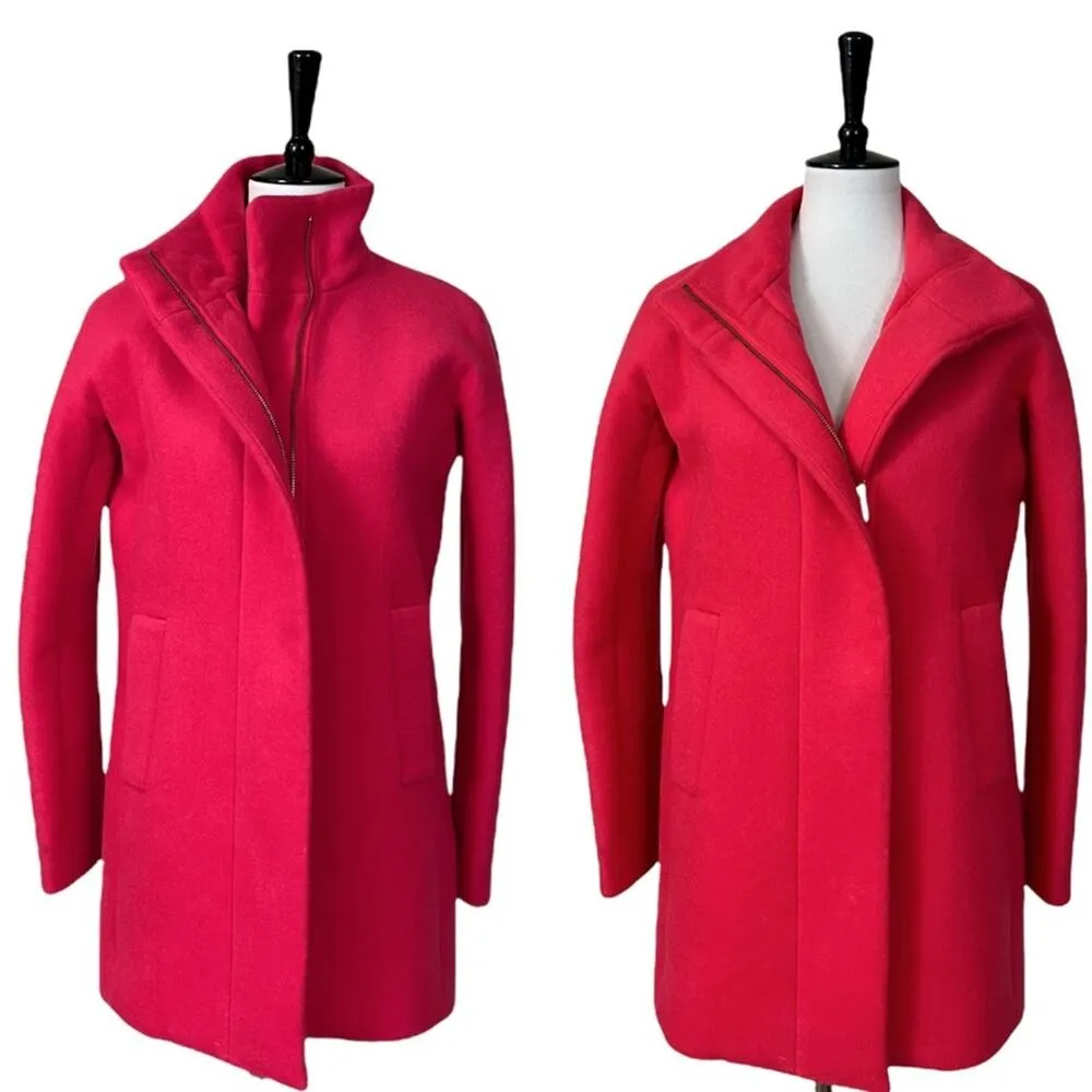 J. Crew Women's Wool Blend Stadium Cocoon Zip Front Coat Pink Women's Size 0 - Image 15