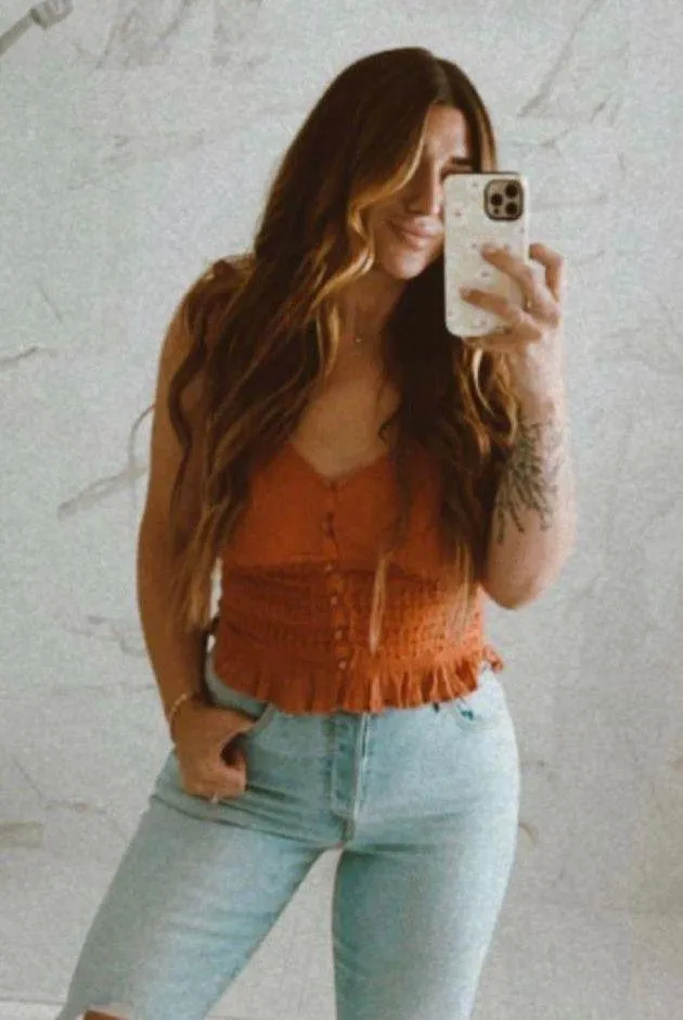 Anthropologie NWT $80  Forever That Girl Coral Ruffled Button Front Lace Cami XL - Image 2