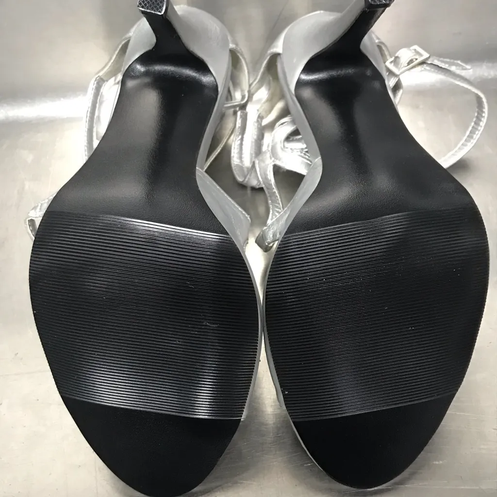 Venus Silver High Heel Sandals - NWOT.  Scuff and Scratch Mark. Refer to Photos. - Image 5