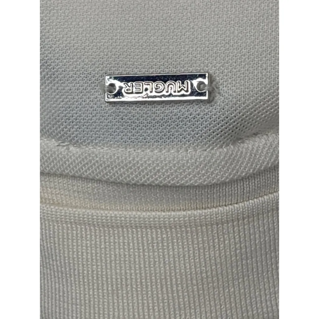 Mugler Long Sleeve Shirt Dress in Snow 38 New Womens Polo Mini White Size undefined - Image 7