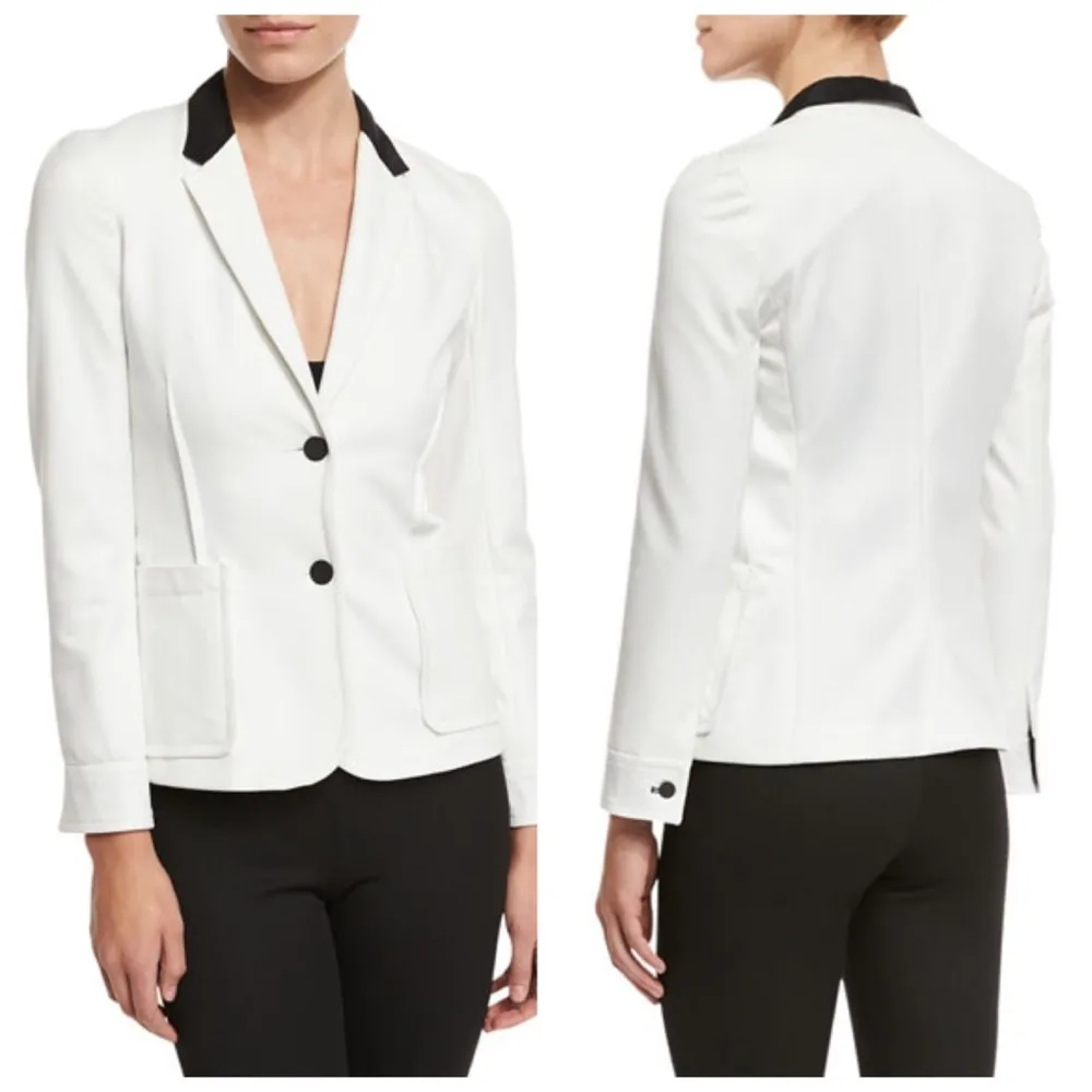 ATM Stretch Twill Schoolboy Blazer Jacket Ivory & black Size Medium - Image 10