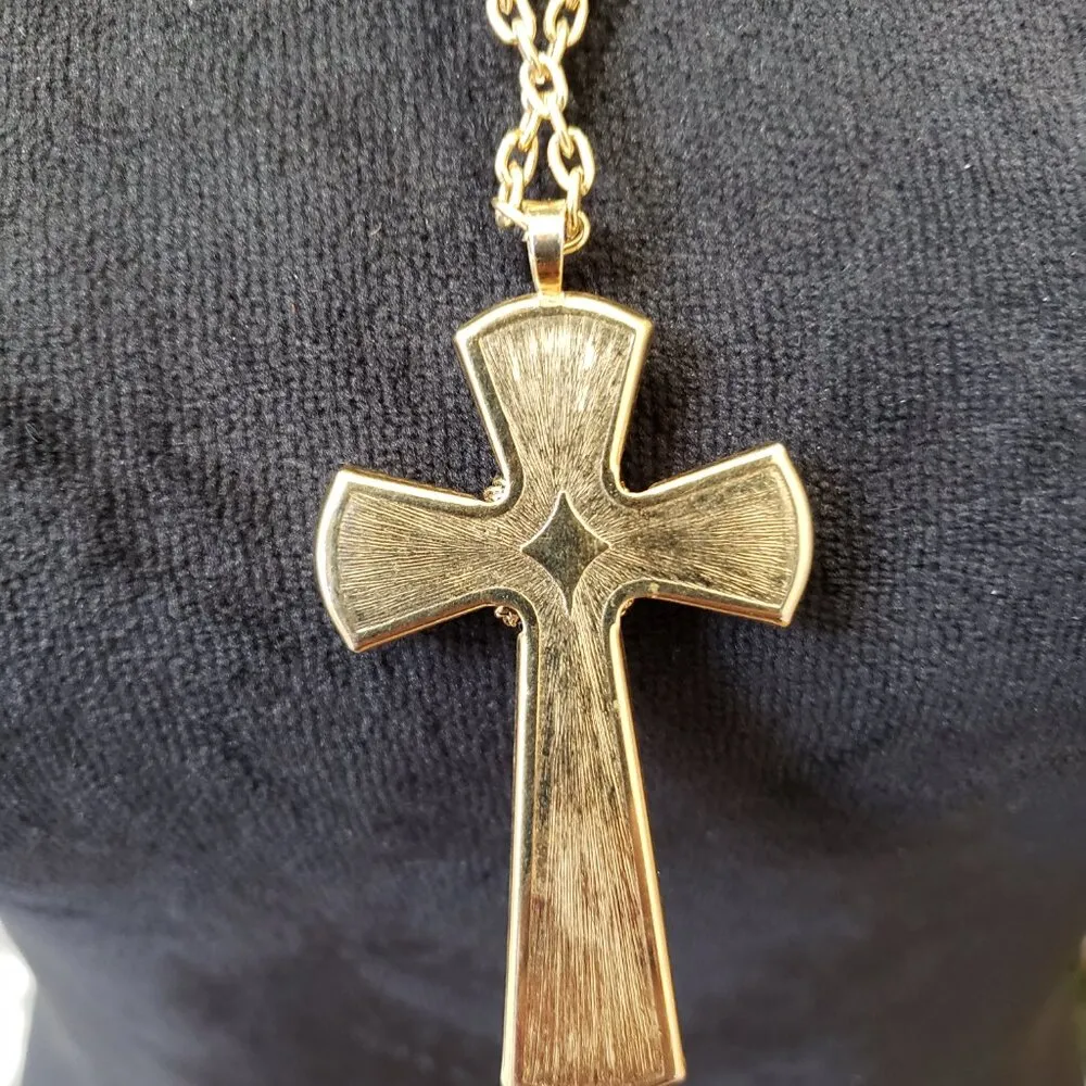 Avon Womens Gold Tone White Juliet Cross Necklace Jewelry with Spring Ring Clasp - Image 5