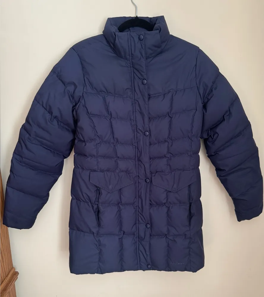 L.L.Bean Women’s DownTek Thigh Length Puffer Coat Size Small Navy Winter Jacket Blue - Image 1