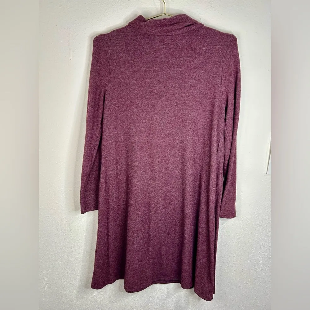 French Grey Women’s Large Burgundy Cowl Neck Button Sweater Dress 36” Length - Image 9