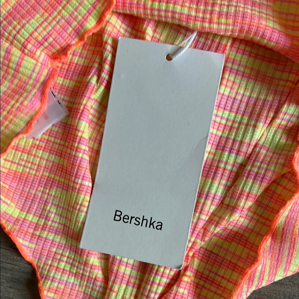 Bershka Neon Pink and Yellow Striped Top - Image 7