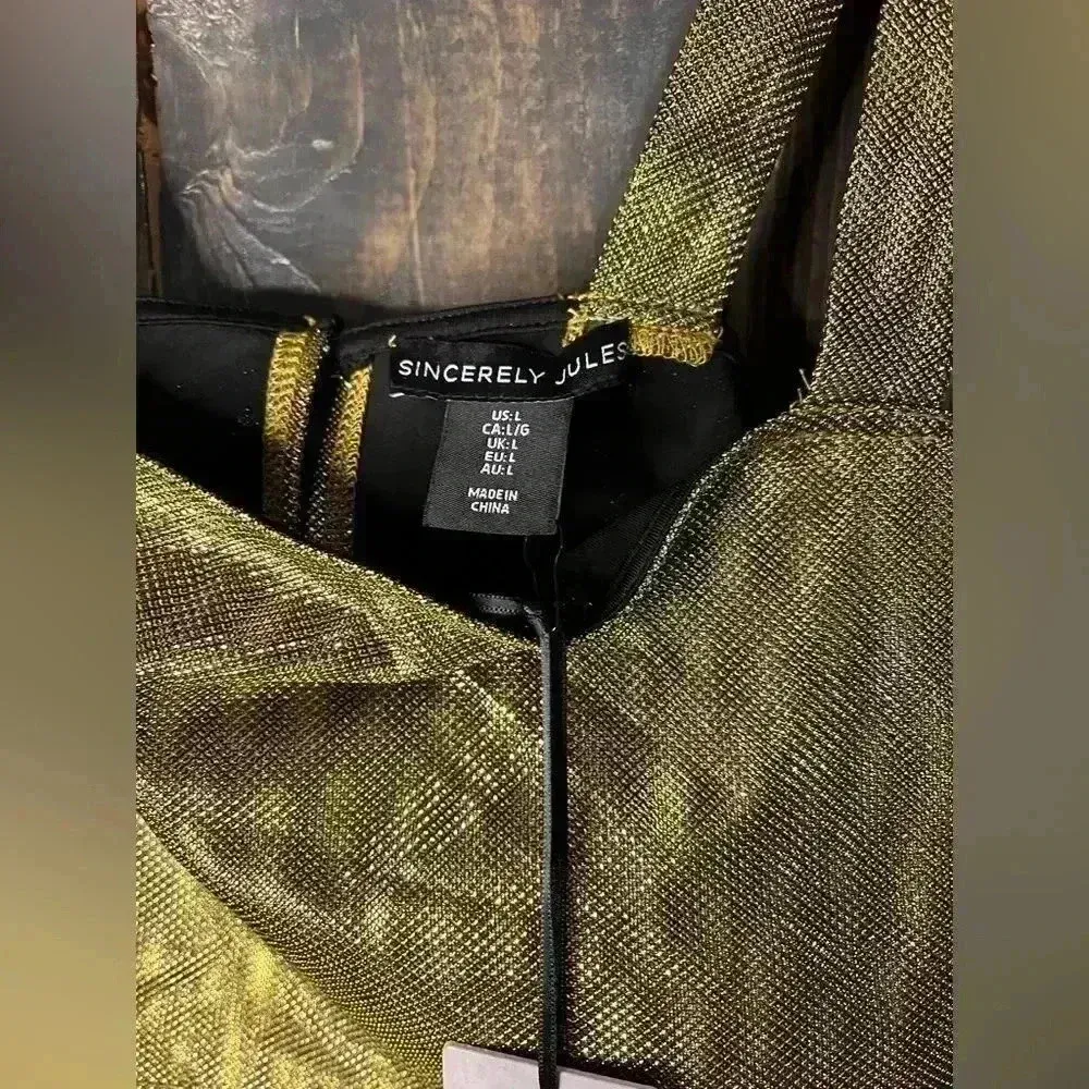 Metallic Gold‎ Crop Top Bralette Party Club Wear Sleeveless Tank A20 Gold Size L - Image 5