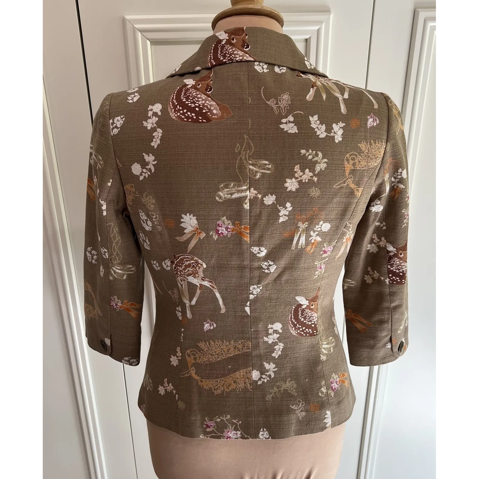 Cynthia Rowley Deer Print Jacket Blazer Size 3 (Fits Size Small)‎ Nature Fall - Image 4