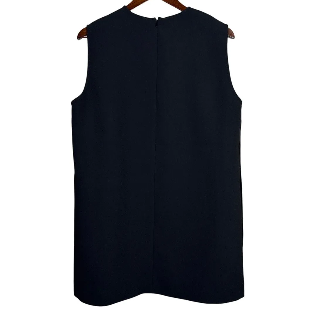 Zara Professional Sleeveless Sheath Mini Dress Raw Side Seams Detail XL Black - Image 11