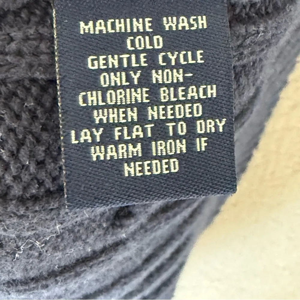 Chaps cable knit Dark Blue Cotton Sweater v-neck long sleeve‎ Large preppy y2k - Image 4