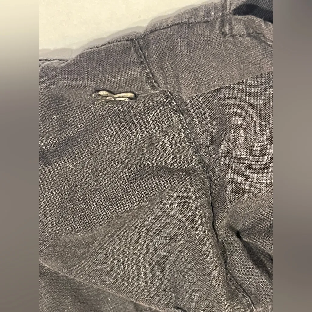 TNA Medium size shorts with cotton rope waist tie linen cotton blend black color - Image 2