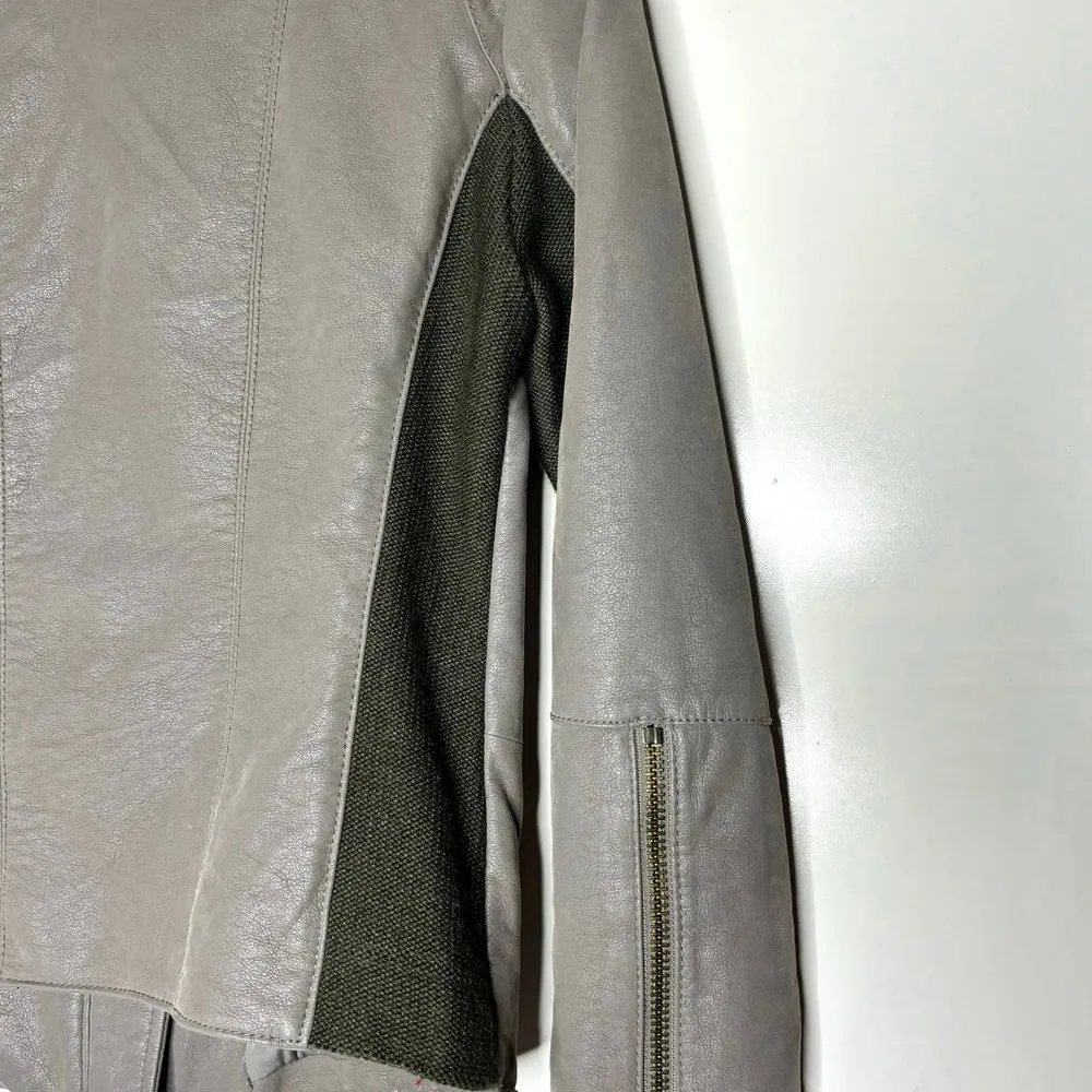 Free People Cool & Clean Vegan, Faux Leather Moto Jacket Slate Gray 4 - Image 10