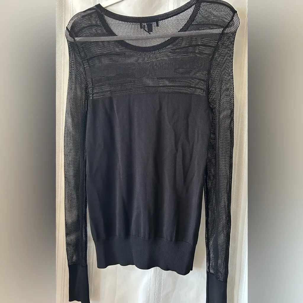 DKNY Black Mesh Knit Top Net Style XS - Image 5