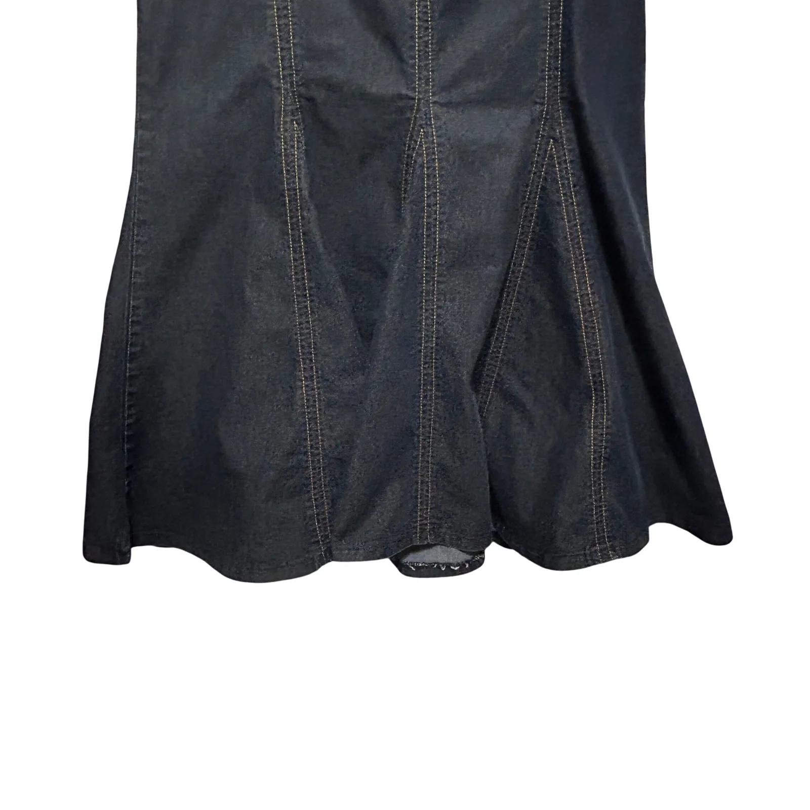 Bisou Bisou Women Maxi Skirt 16 Dark Wash Denim Trumpet Flared Panel Mermaid Y2K - Image 3