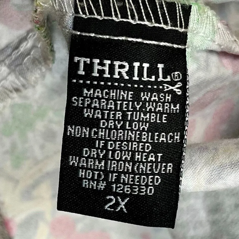 Thrill Jeans Graffiti Splatter Paint Letter Button Down Fringe Bottom Top 2X Black Size XXL - Image 10