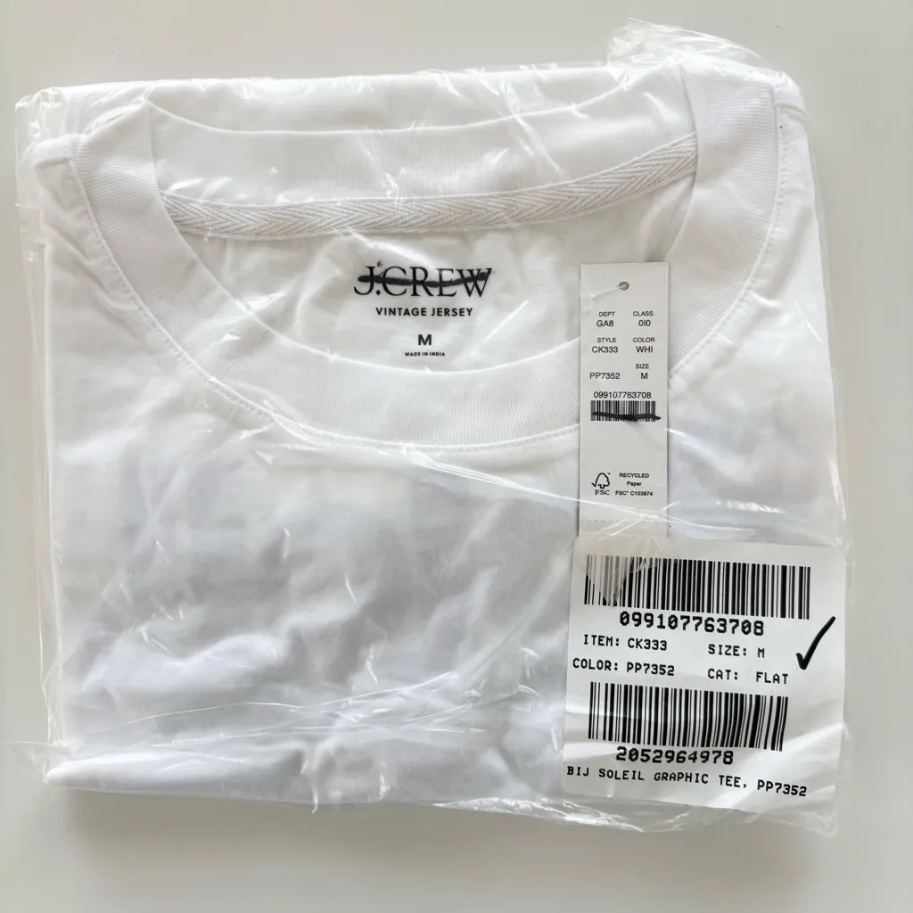 NWT J. Crew Broken-in Jersey "Soleil" Graphic T-shirt Short Sleeve White - Image 6