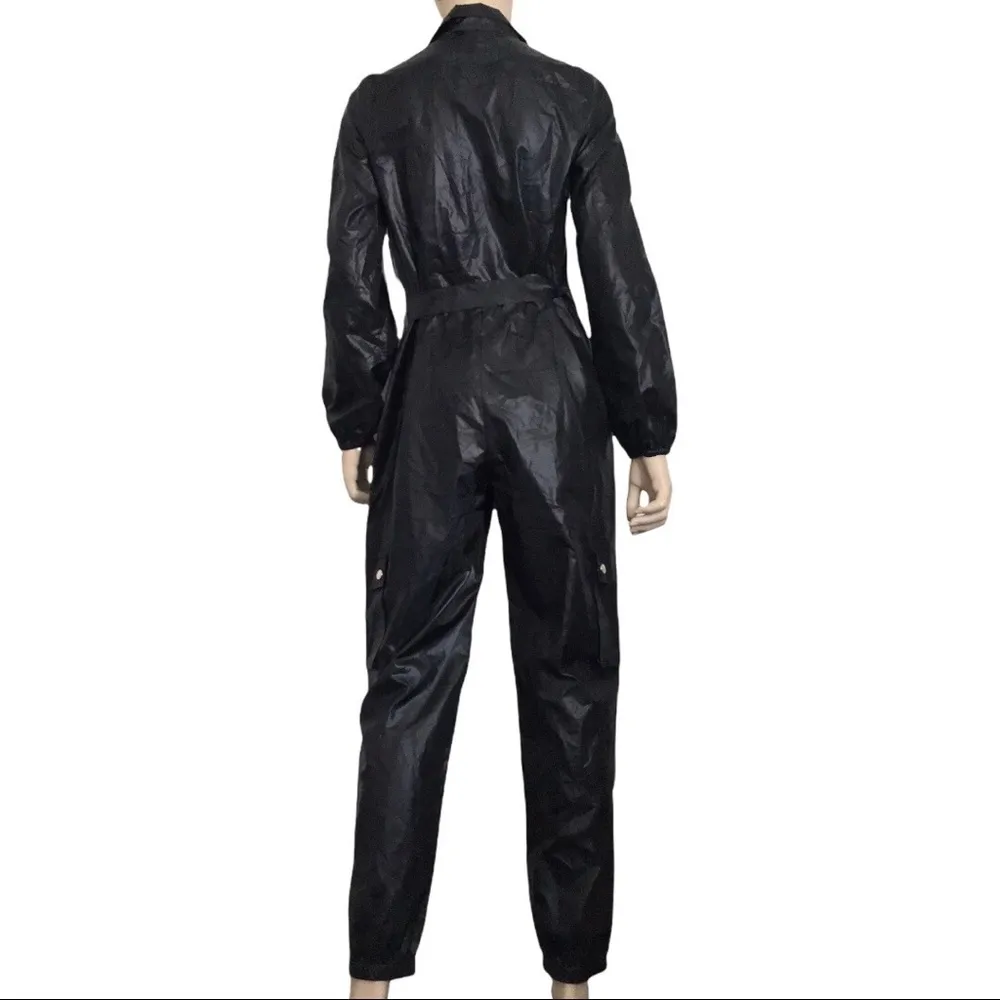Belted Satin Zipper Jumpsuit Size S NW Detailed Tag
100% polyester - Image 3
