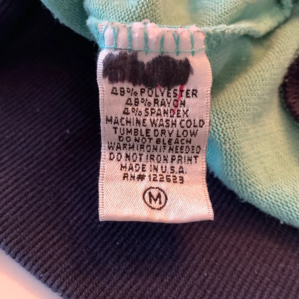 UO Truly Madly Deeply long sleeve pullover green with dark blue trim Size Medium - Image 7