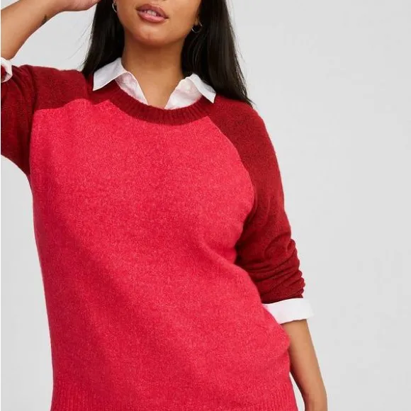 Women’s Torrid Sz 2 Vegan Cashmere Pullover Sweater Jester Red Virtual Pink - Image 6