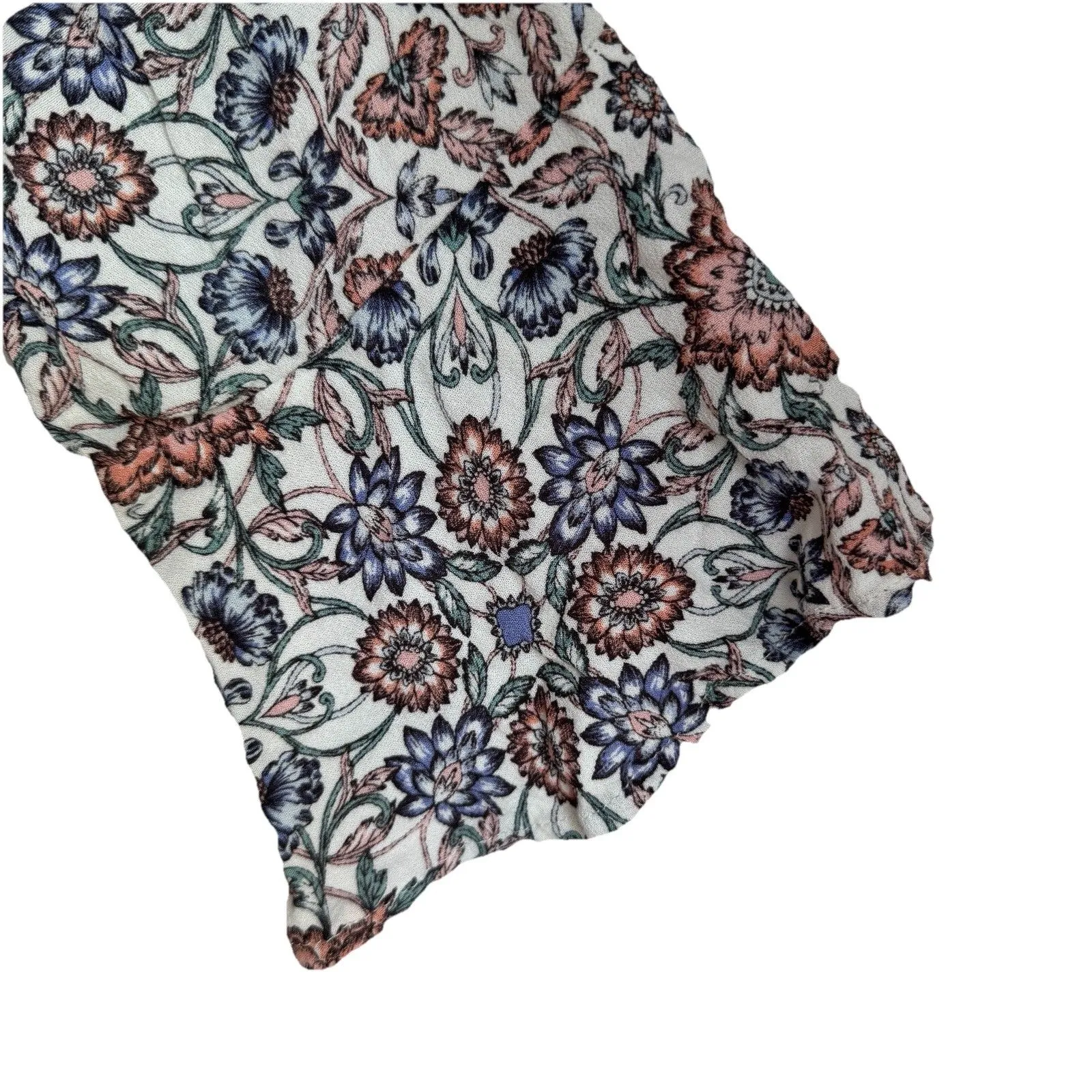 Aeropostale Women XL Romper Long Bell Sleeve Deep V Neck Floral Multicolor Boho Blue - Image 2